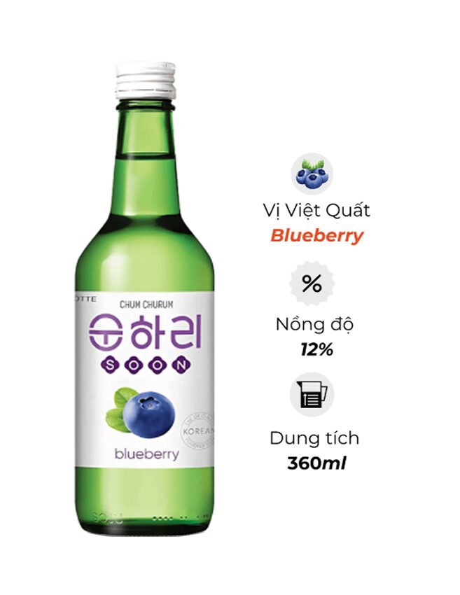 Soju Chum Churum Blueberry - Việt Quất 360ml