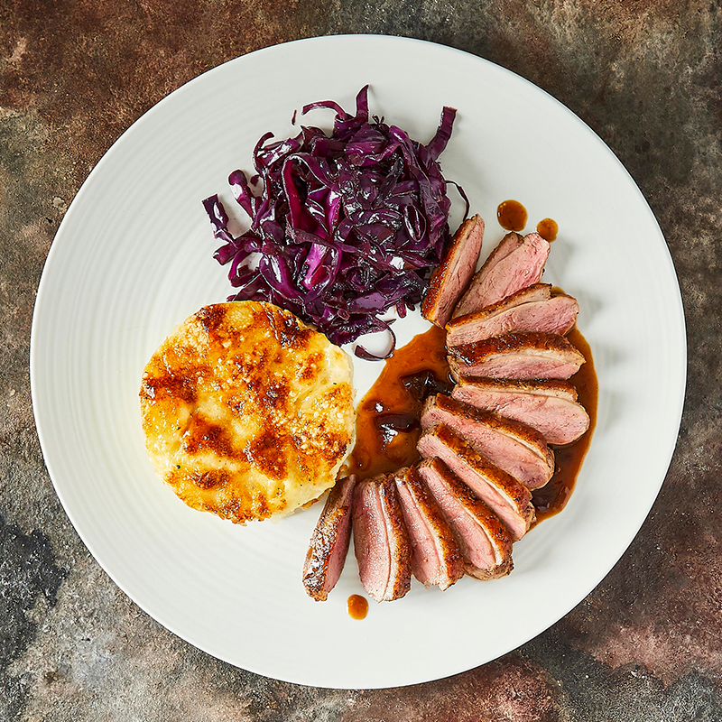 Duck Breast With Orange Sauce And Crispy Rosti Potato