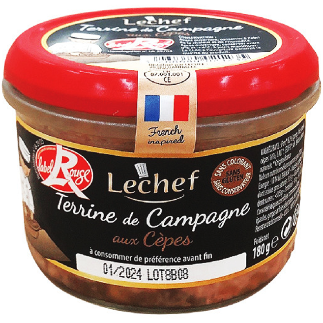 Pate Thịt Gan Heo Vị Nấm – Le Chef – Terrine de Campagne aux Cèpes 180g