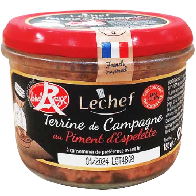 Pate Thịt Gan Heo Vị Ớt – Le Chef – Terrine de Campagne au Piment d’Espelette 180g