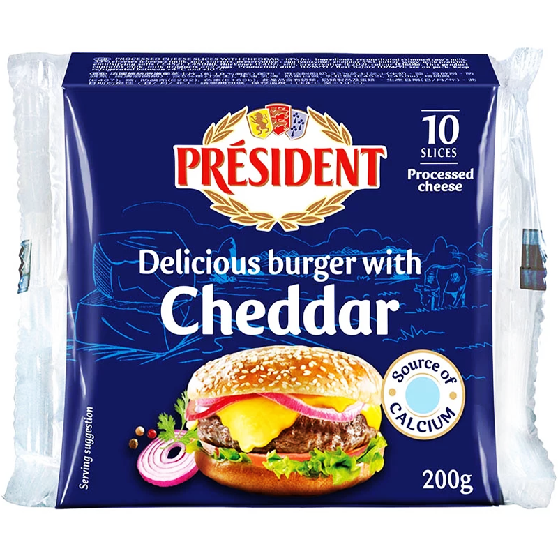 Phô Mai Cheddar Burger 10 miếng 200g – Président
