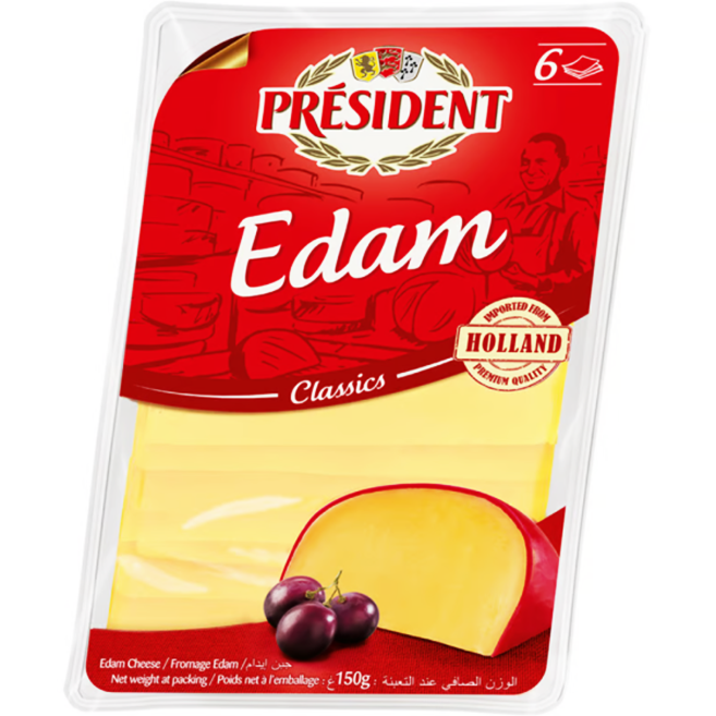 Phô Mai Edam Cheese Natural Slice 6 Slices (150G) – Président