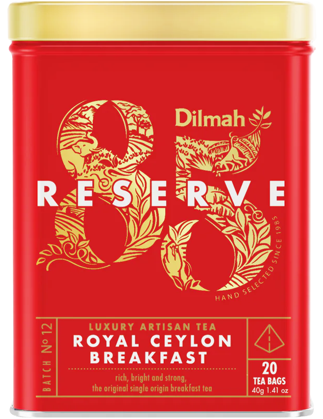 Trà Đen Ceylon Điểm Tâm Hoàng Gia Dilmah 85 Reserve Tea Bags 40g (Hộp Thiếc)