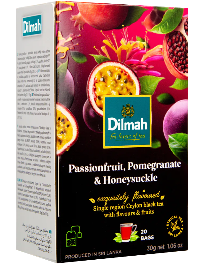 Trà Đen Chanh Dây, Lựu & Hương Kim Ngân Hoa Dilmah Fun Tea Passion Pomegranate & Honeysuckle 30g