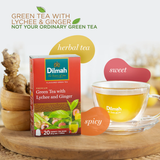 Trà Xanh Hương Gừng & Vải Dilmah Green Tea Lychee & Ginger Tea Bags 30g