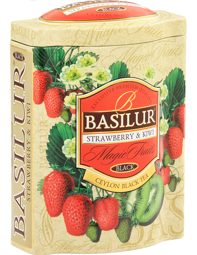 Trà Đen Ceylon Basilur Cao Cấp Vị Dâu Tây & Kiwi – 100g (Hộp Thiếc)