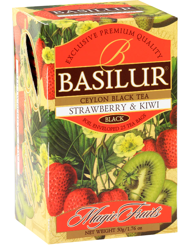Trà Đen Ceylon Basilur Vị Dâu Tây & Kiwi – Túi Lọc 50g