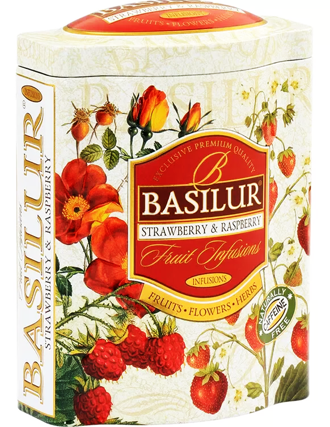 Trà Trái Cây Basilur Vị Dâu Tây & Dâu Rừng – 100g (Hộp Thiếc)