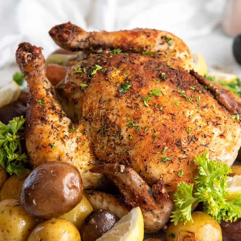 Whole Chicken With Honey Soy Sauce And Saffron Rice