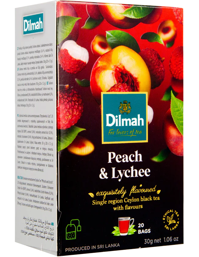 Trà Đen Hương Đào & Vải Dilmah Fun Tea Peach & Lychee Tea Bags 30g