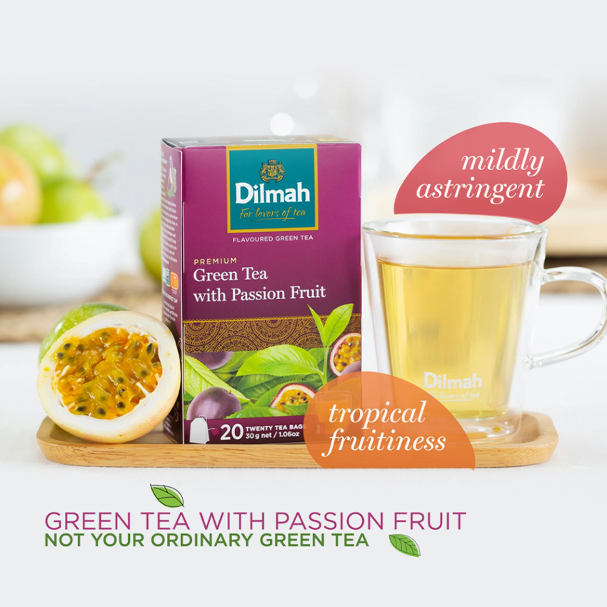 Trà Xanh Hương Chanh Dây Dilmah Green Tea Passion Fruit Tea Bags 30g