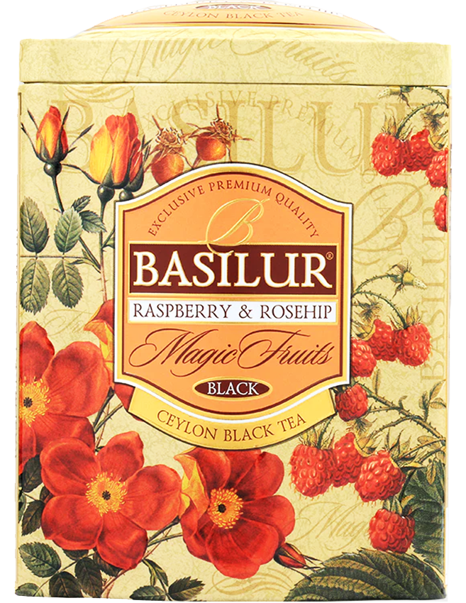 Trà Đen Ceylon Basilur Cao Cấp Vị Dâu Rừng Và Nụ Tầm Xuân – 100g (Hộp Thiếc)