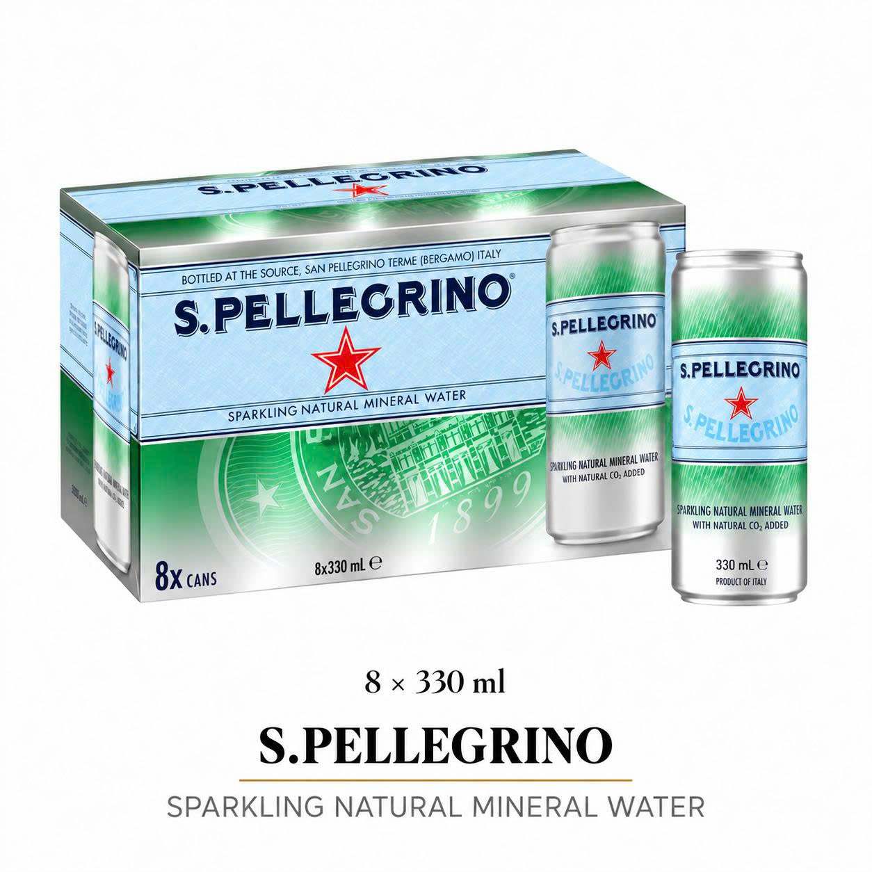 NATURAL MINERAL – SAN PELLEGRINO – NƯỚC GIẢI KHÁT THIÊN NHIÊN CÓ GAS 330ML
