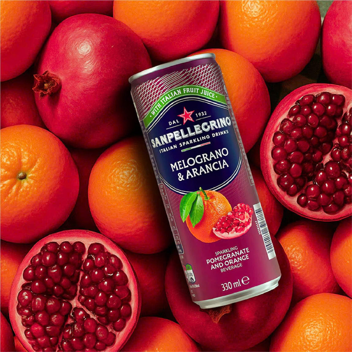 BLOOD ORANGE & BLACK RASPBERRY – SAN PELLEGRINO – NƯỚC CÓ GA VỊ CAM HỒNG VÀ MÂM XÔI ĐEN 330ML X 24 LON